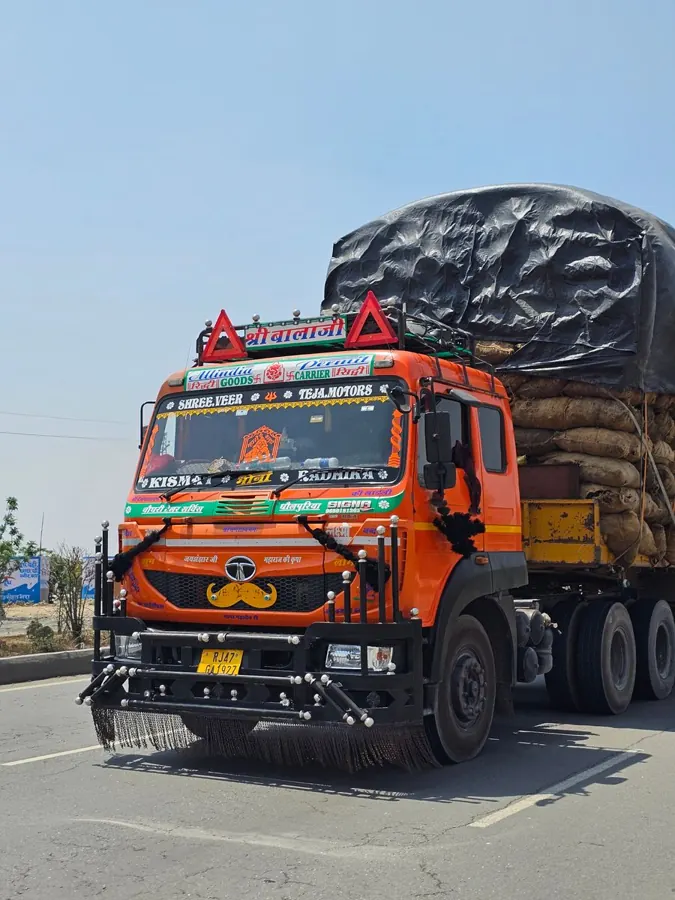 Loaded Indian cargo truck on the highway